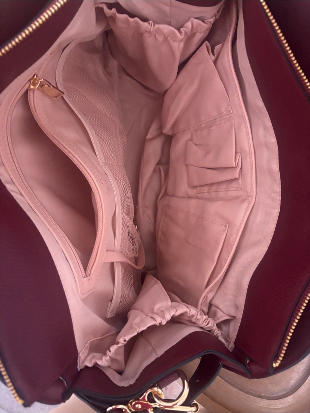 Poppy & Peonies Deep Wine Pebble Leather Satchel - Picture 5 of 11